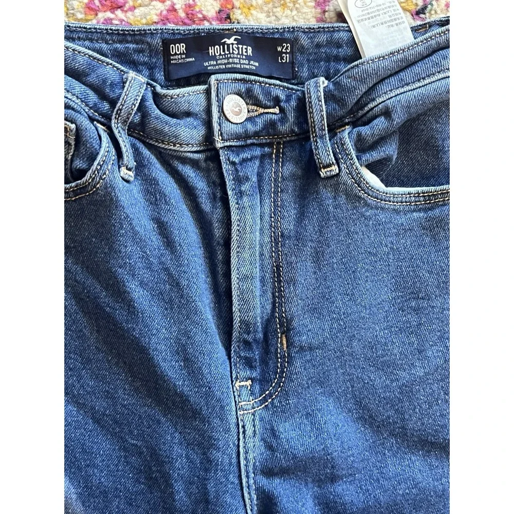 Hollister Womens Curvy Ultra High Rise Stretch‎ Dad Jeans Size 00R W23 L31